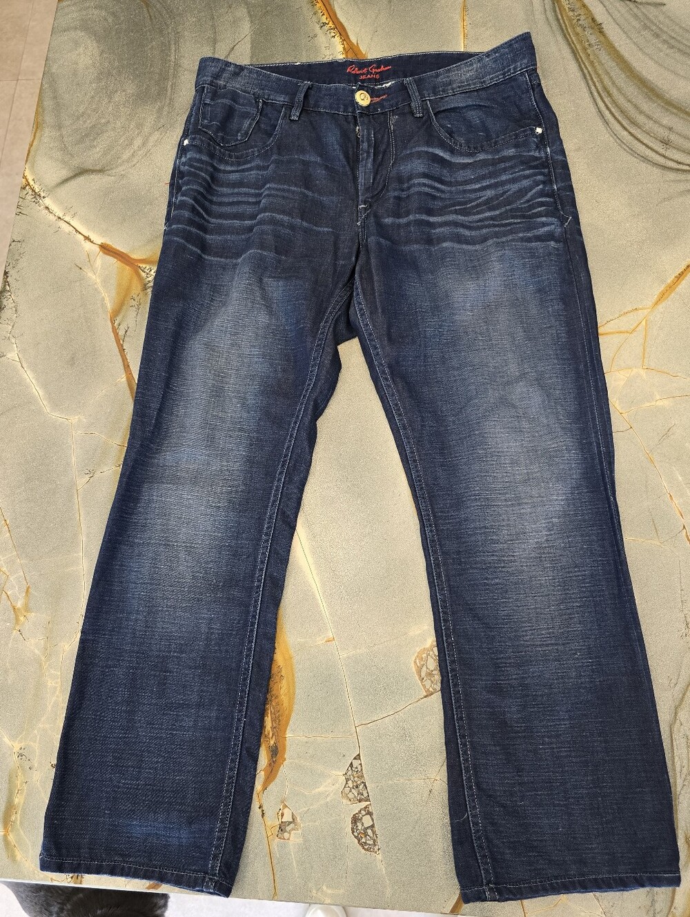 Men's Robert Graham Dark Wash Distressed Denim Jeans - Size 33 Waist